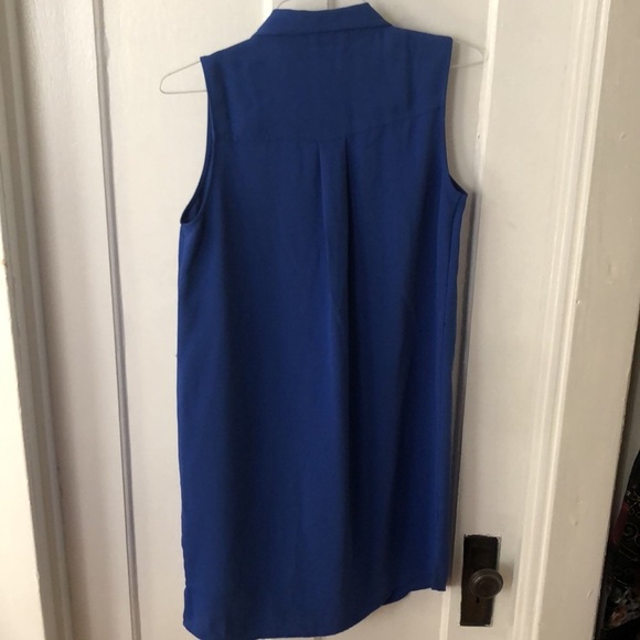Adrienne Vittadini Royal Blue Sleeveless Button Front Shirt Knee Length Dress 8 - Picture 8 of 10